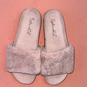 New Splendid Faux Fur Slide Women’s Sandals. Light Pink. Size 8.